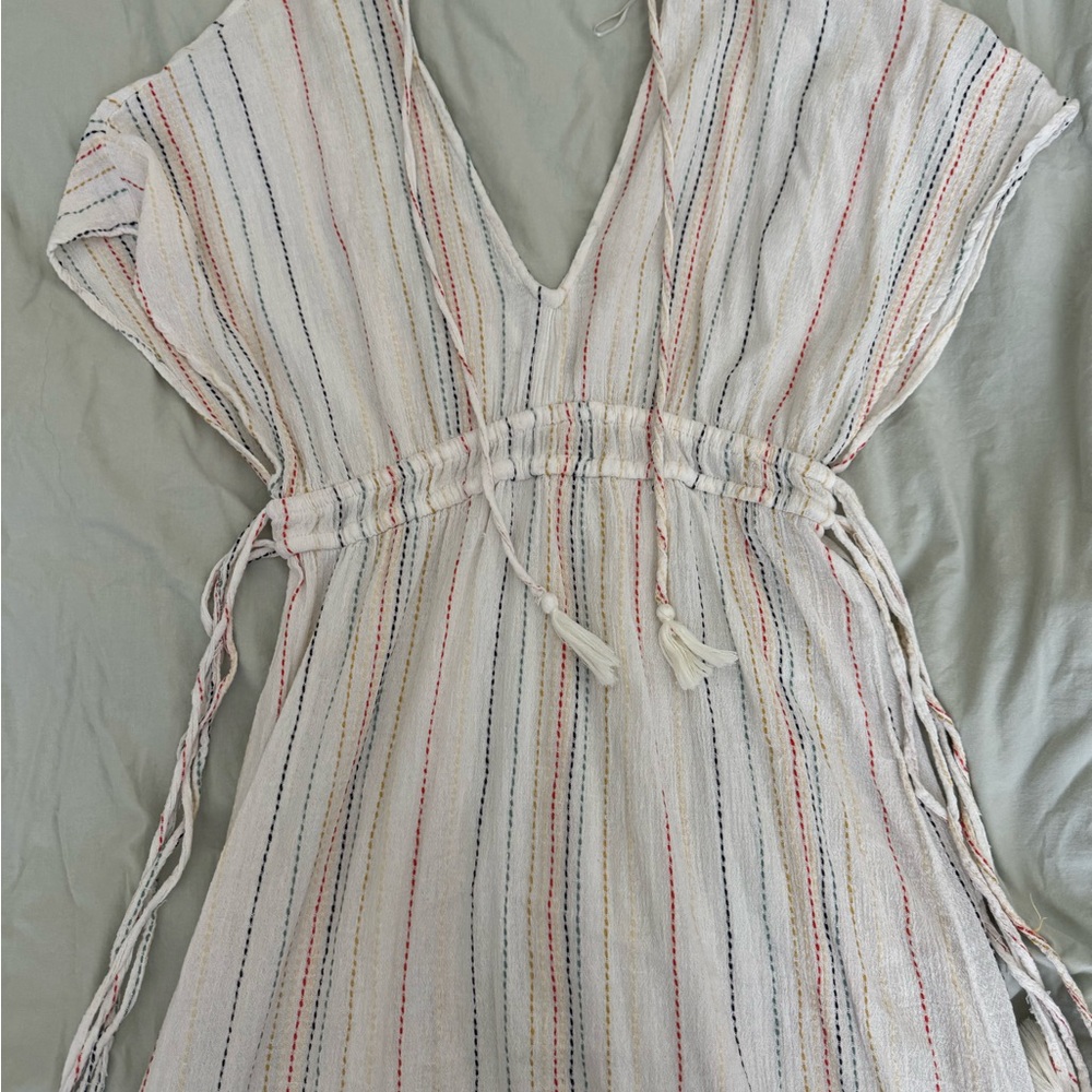 Striped V-Neck maxi Dress swimsuit cover up - Picture 2 of 2